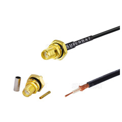 Waterproof SMA connector bulkhead with O-ring for RG-174 cable