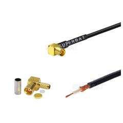 High performance right angle jack MCX connector for RG-174 calbe