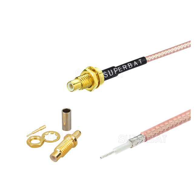 Micro coaxial cable assembly,rf pigtail cable with SMC female connector