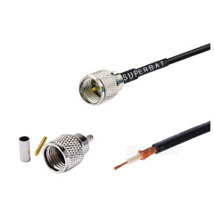 Mini UHF straight plug connector custom cable assembly for RG-174 cable