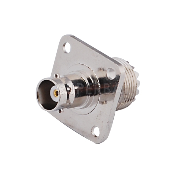 RF Coaxial Coax Handheld Radio Antenna Adapter BNC Female to UHF Female so239 SO-239 Connector 4 Hole Flange Panel Mount straight Adaptor