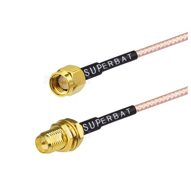 Straight SMA male to Bulkhead RP-SMA female custom cable assembly for RG316