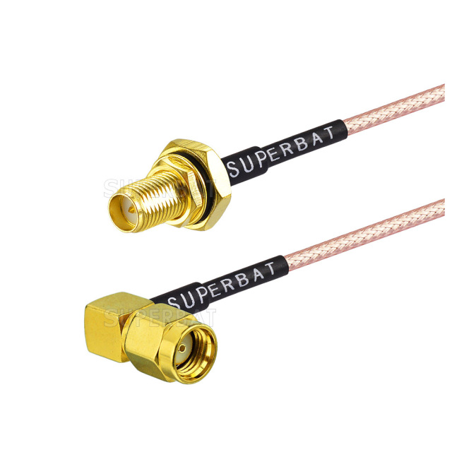 Waterproof RP-SMA female to right angle RP-SMA male for RG316 custom cable assembly