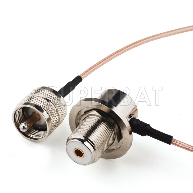 RF coaxial UHF Male PL259 to UHF Female SO239 Right Angle Coax Connector Pigtail Jumper RG316 Extension Cable-Ham Radio Antenna Adapter Cable Assembly
