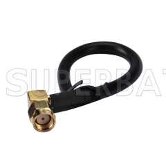 RP SMA Jack bulkhead to RP SMA plug right angle with RG174 cable 15cm