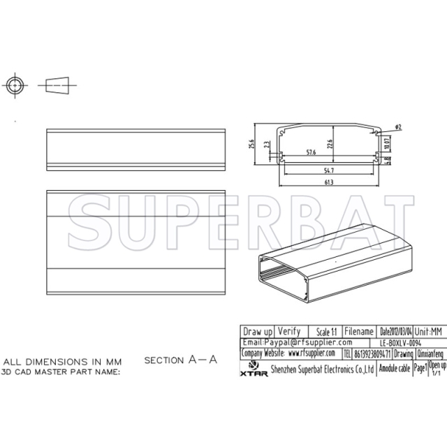 Aluminum Enclosure Case Tube 64mm*25.5mm*110mm（W*H*L）