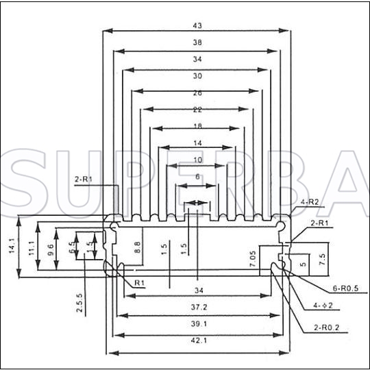 Aluminum Enclosure Split Body 43mm*14mm*110mm (W*H*L)