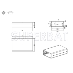 Black Color Aluminum Enclosure Case Split Body 50mm*20mm*80mm（W*H*L）