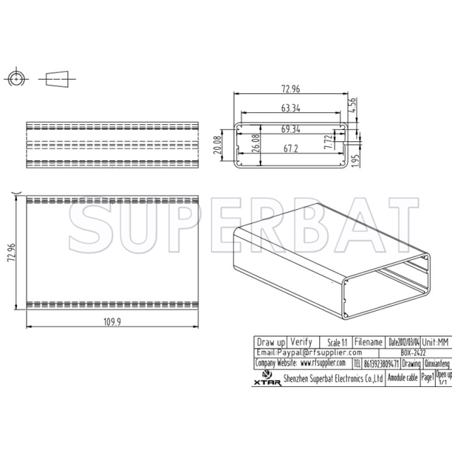 Aluminum Enclosure Case Split Body 72mm*29mm*110mm（W*H*L）