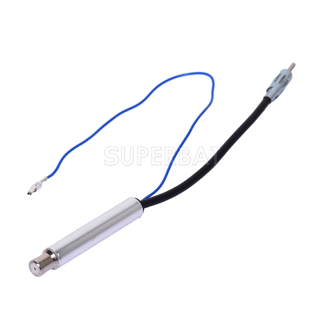 Superbat Auto Inline Antenna ISO DIN Radio FM AM Stereo Signal Amp Amplifier Booster Cable (Coax Male to Female)  Power Input