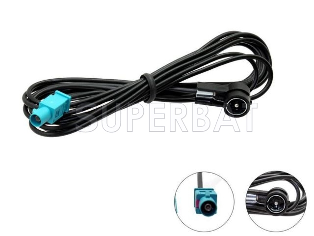 FAKRA Z Plug to ISO Male Right Angle RG174