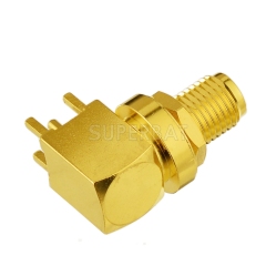 custom SMA jack female bulkhead right angle thru hole PCB Mount short RF Coax Connector