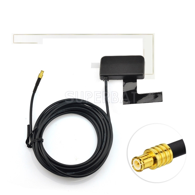 Superbat Fakra Adapter DAB+ Antenne Digital Autoradio AM/FM Analog Radio Glass Mount DAB Antenne Fakra "A" Buchse Black 3m 9.8ft Fakra Verlängerung fü