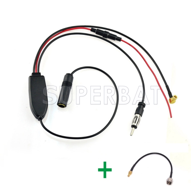 FM/AM to DAB/DAB+/FM/AM car radio aerial Amplifier/converter/splitter and SMB to F connector Aerial adaptor cable