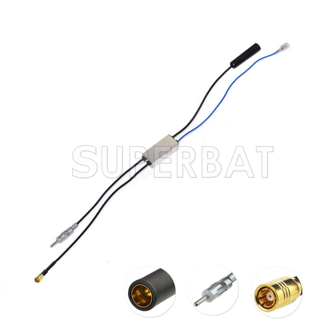 DAB Car radio aerial FM/AM to DAB/FM/AM antenna converter/splitter With MMCX Aerial adaptor cable