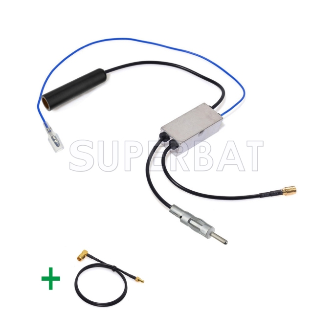 DAB Car radio antenna FM/AM to DAB/FM/AM aerial converter/splitter and SMA to SMB Aerial adaptor cable