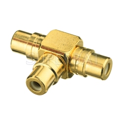 1 To 2 RCA Female Splitter -Gold Plated- Phono Audio Video Y/T Adapter Connector
