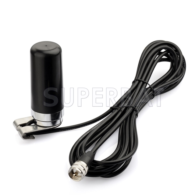 NMO VHF/UHF Dual Band Vehicle Radio Antenna Aerial Mount to UHF PL-259 Connector RG58 Coax Cable 5M for Yaesu/Vertex Mobile Radio