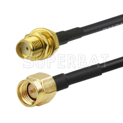 SMA Male to SMA Female Bulkhead Cable Using KSR195 Coax, RoHS