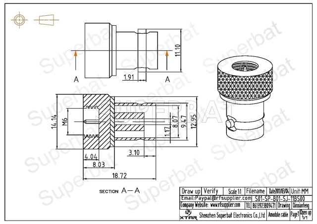 Goldplated BNC Jack Female to SMA Plug Male Adapter Straight