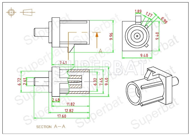 Superbat Fakra F Brown /8011 male connector TV2 for RG316 RG174 LMR100
