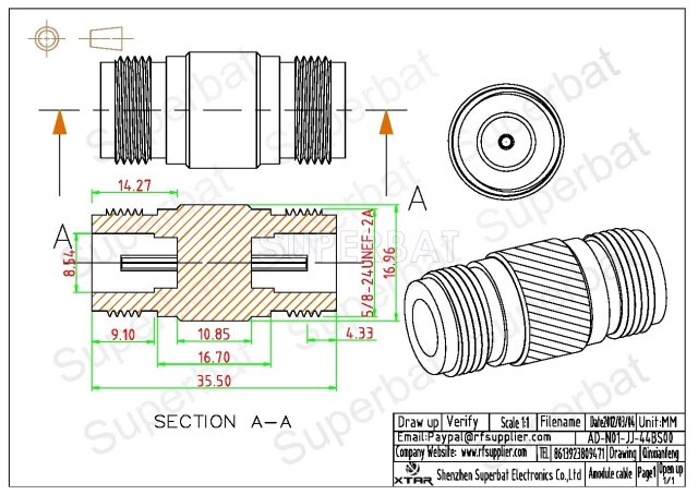 N Jack Female to N Jack Female Adapter Straight