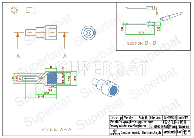 FME Plug Male Connector Straight Crimp LMR-195