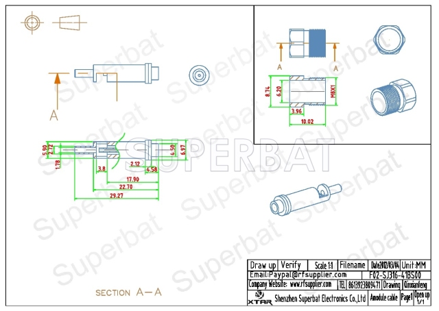 Jack FME connector for RG316 coaxial cable made in china