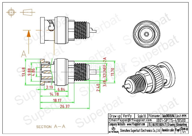 BNC Plug Male Connector Straight Bulkhead Solder Cup Connector
