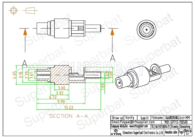MMCX Plug Male Connector Straight Solder 1.13mm