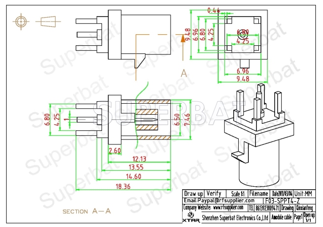 FAKRA Z Plug Male PCB Straight Connector