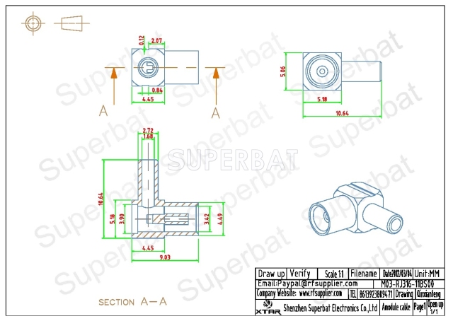 MCX Jack right angle crimp connector for RG316,RG174,KSR100 cable