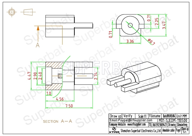 MMCX Jack Female Connector Straight Solder
