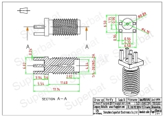 SMA Female Jack Bulkhead Edge PCB Mount Solder for 0.062 inch 1.6mm End Launch