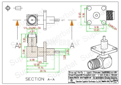 SMA Jack Female Right Angle 4 Hole Flange 90 Degree Solder Connector