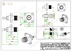 RP SMA Jack Male Panel Mount 4 Hole Flange Connector for 1.13mm cable