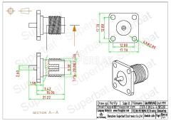 TNC Jack Female Connector Straight 4 Hole Flange Solder