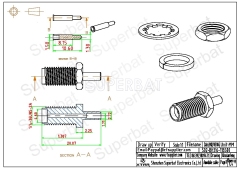 Superbat RP-SMA Jack (male pin) Crimp Connector for RG174 RG316 LMR100