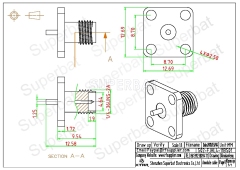 RP SMA Jack Male Straight 4 Hole Flange PCB Solder Connector