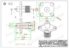 RP SMA Jack Male 4 Hole Panel Mount Flange Straight Solder Connector