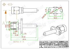 SMA Male 2 Hole Flange Plug Straight Solder Connector with long insulator