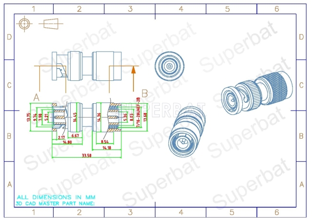 BNC Plug Male to TNC Plug Male Adapter Straight