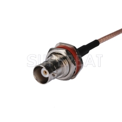 Pigtail BNC female bulkhead with O-ring to SMA female bulkhead