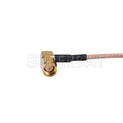 RF cable assembly SMA male right angle to RP-SMA female bulkhead O-ring pigtail cable RG316