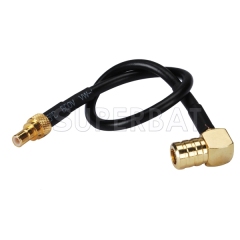 SMB male right angle to SMB female straight RF coaxial coax cable assembly pigtail cable RG174