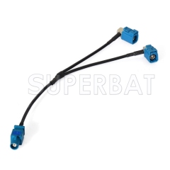 GPS antenna Extension cable Fakra Waterblue male plug to Y type 2x Fakra SMB female RG174 Telematics or Navigation