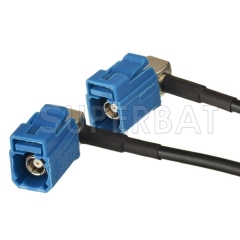 GPS antenna Extension cable Fakra Waterblue male plug to Y type 2x Fakra SMB female RG174 Telematics or Navigation