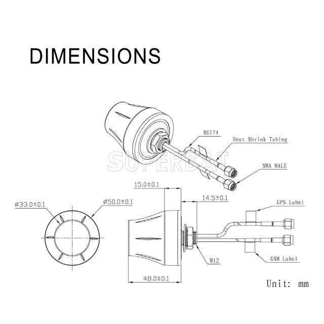 Vehicle Truck RV GPS 4G LTE Thru Hole Screw Mount Combined Antenna for GPS Navigation Head Unit Car Telematics 4G LTE Mobile Cell Phone Booster System