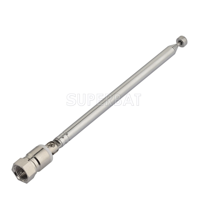 Superbat UNBAL F Type Male Plug Connector DAB DAB+ FM AM TV Antenna 6 Section Telescopic Aerial for Home Audio Radio Stereo Receiver