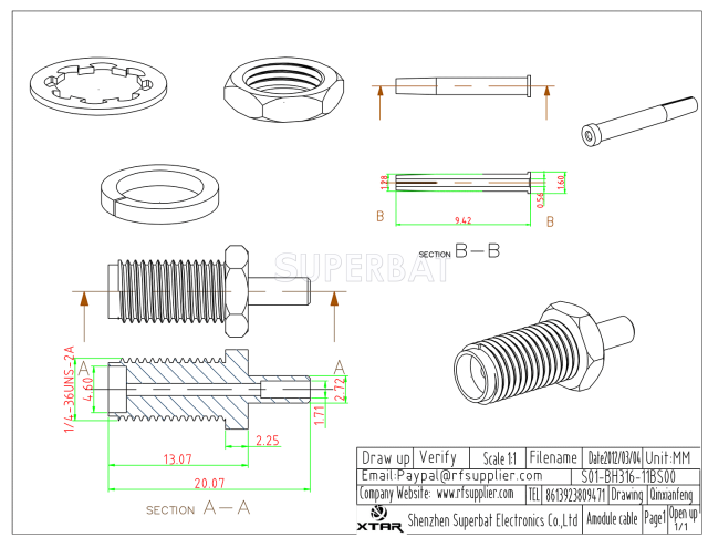 SMA Female Crimp Bulkhead Straight Connector for RG316 RG174